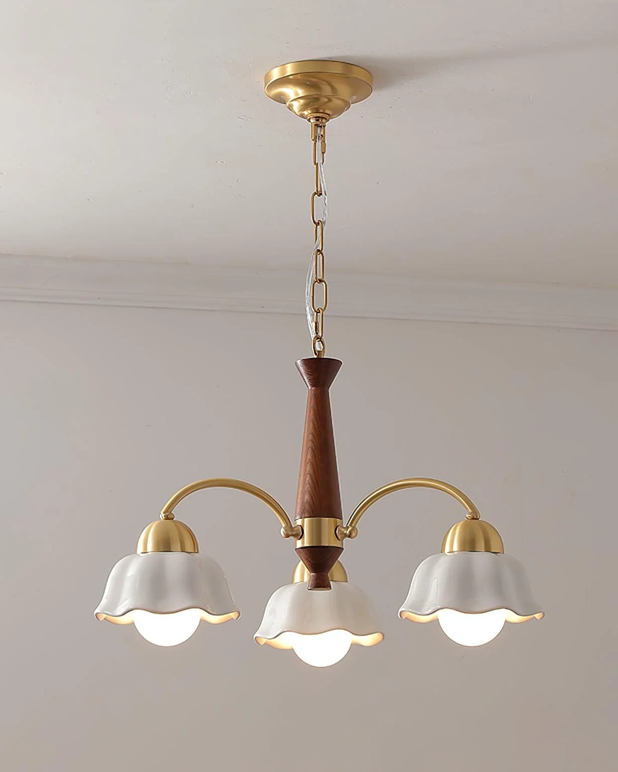 Swedish Modern Gold Chandelier