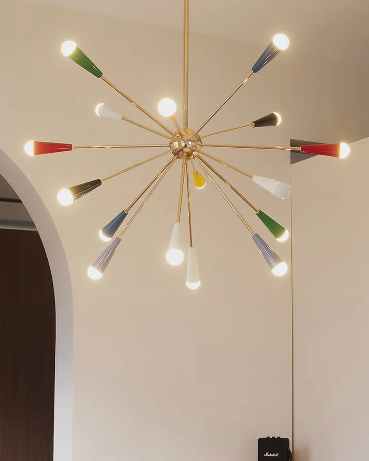Sputnik Firework Brass Chandelier