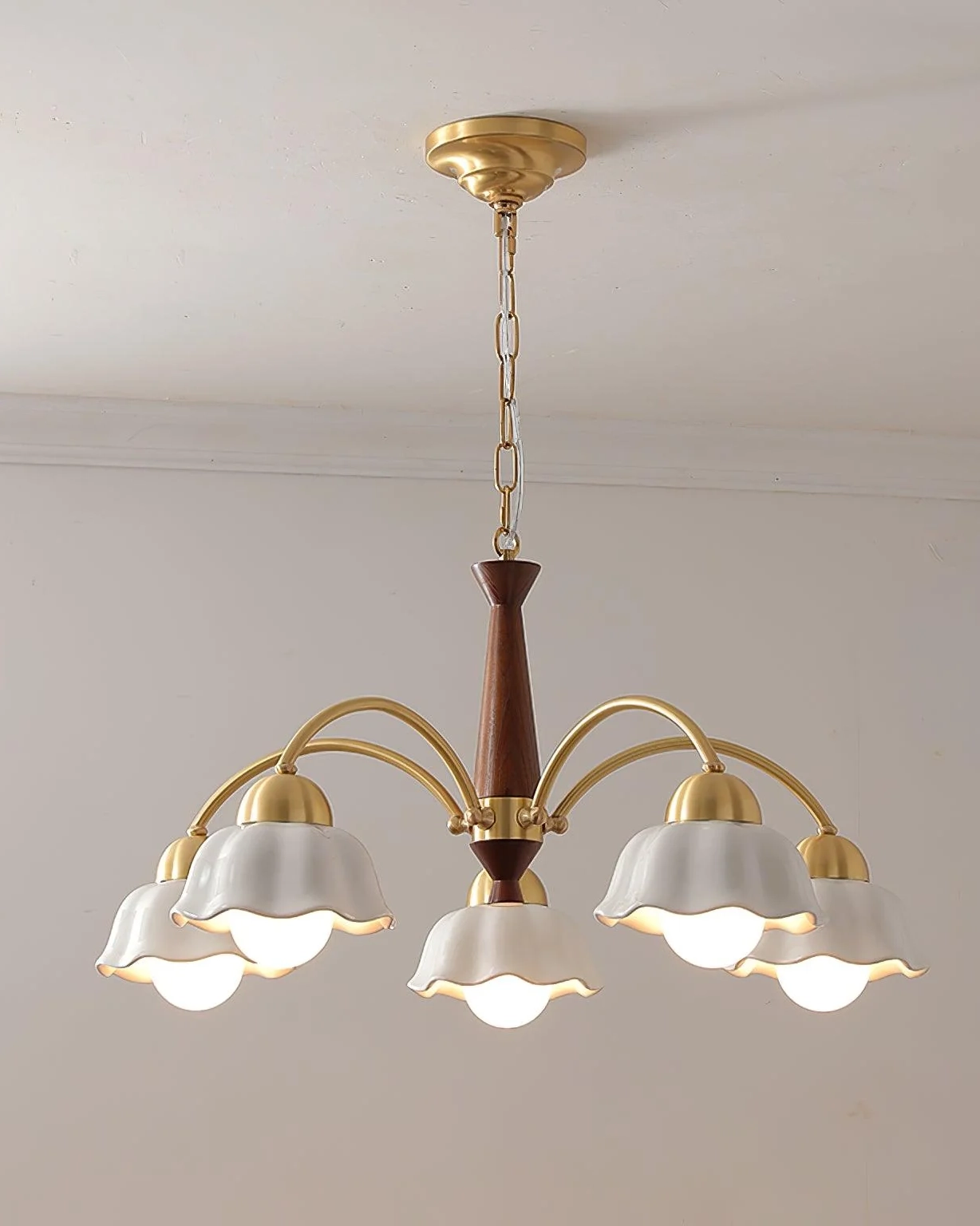 Swedish Modern Gold Chandelier