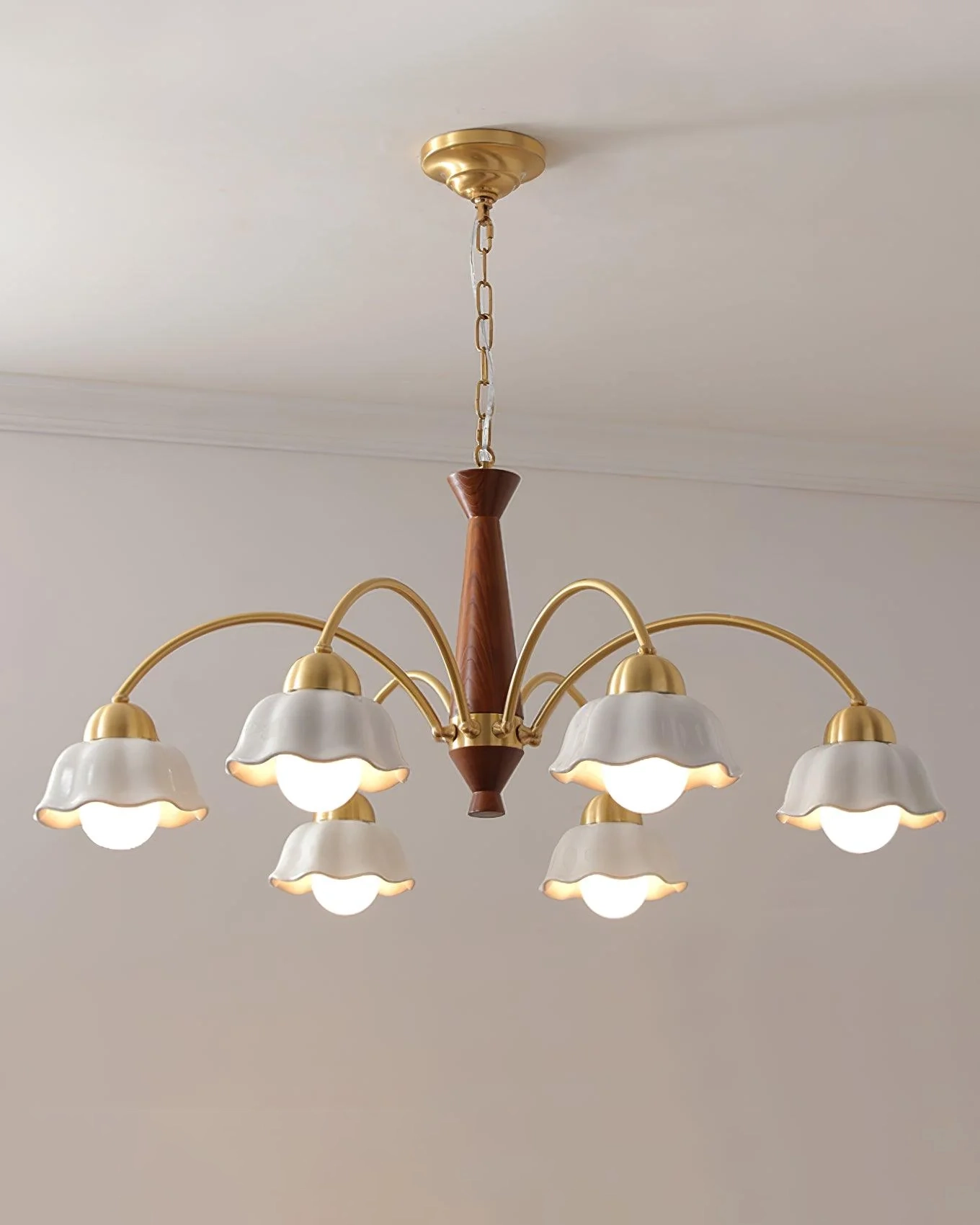 Swedish Modern Gold Chandelier