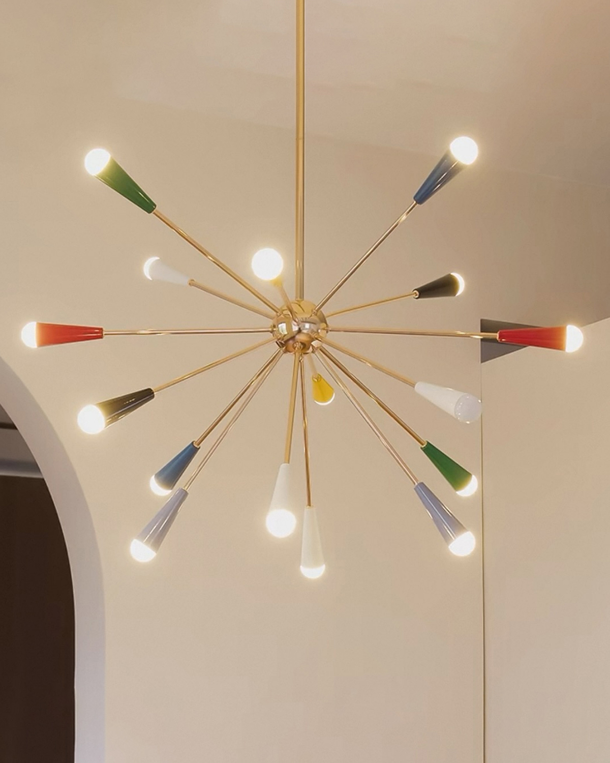 Sputnik Firework Brass Chandelier