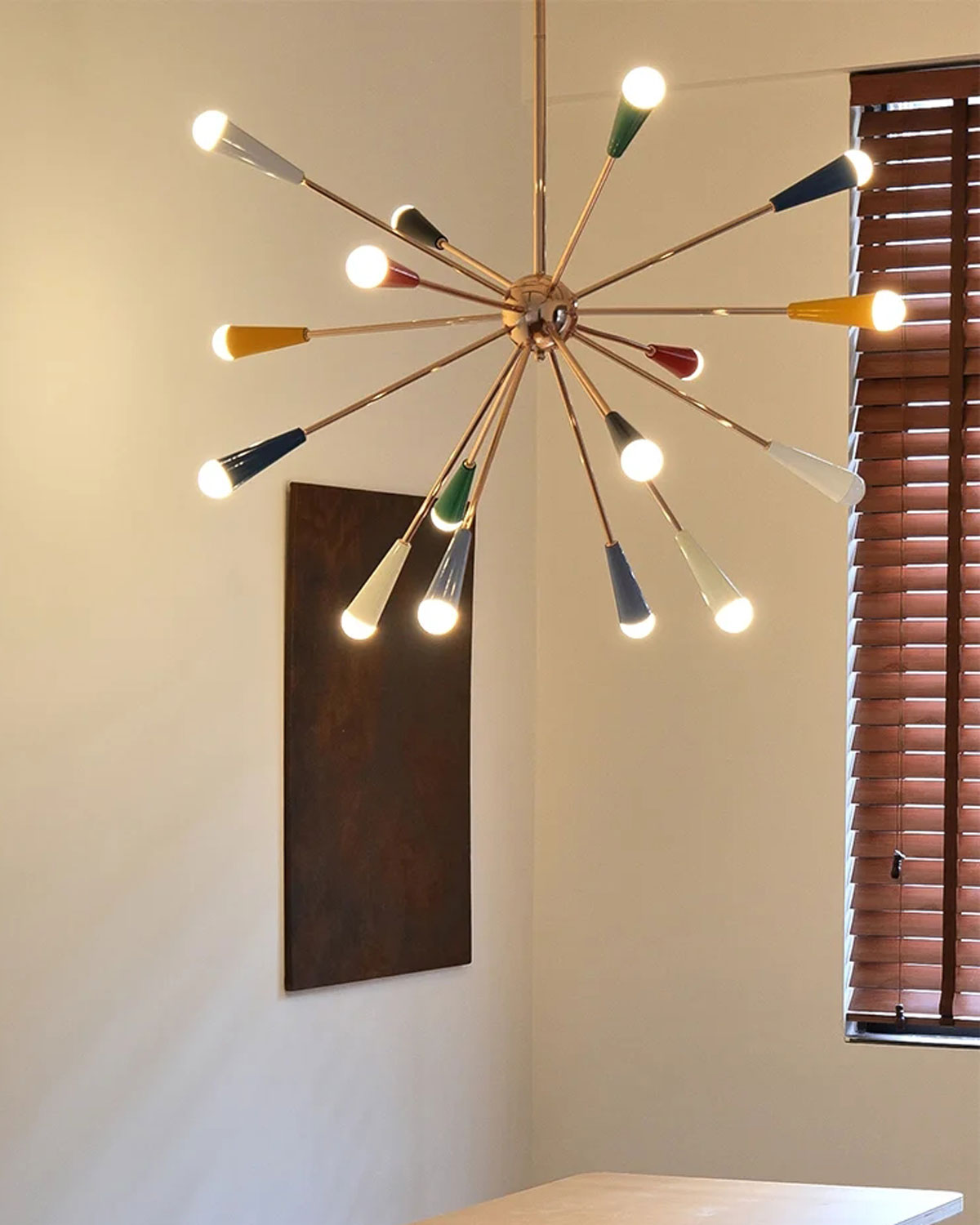 Sputnik Firework Brass Chandelier