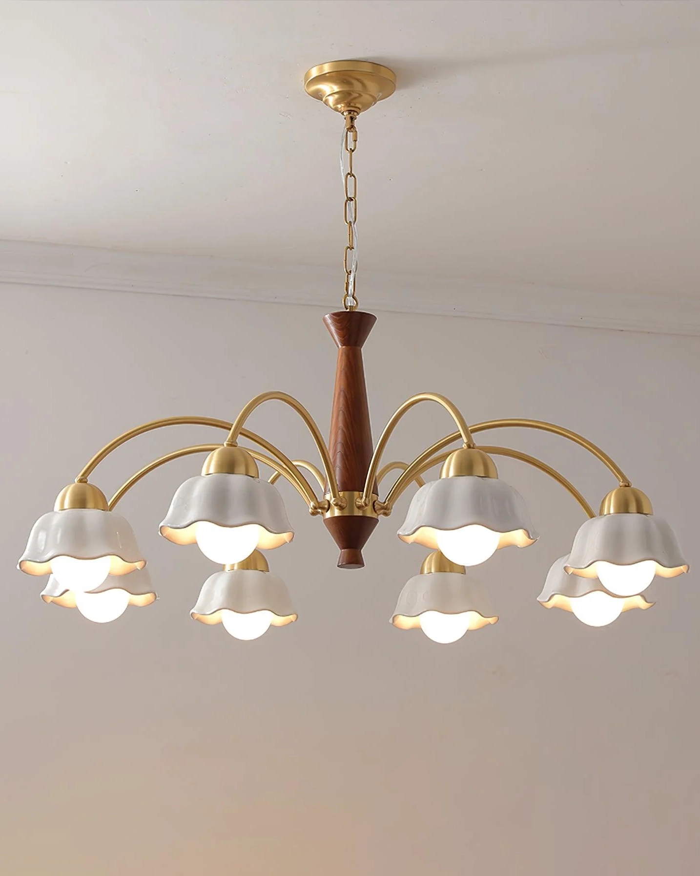 Swedish Modern Gold Chandelier