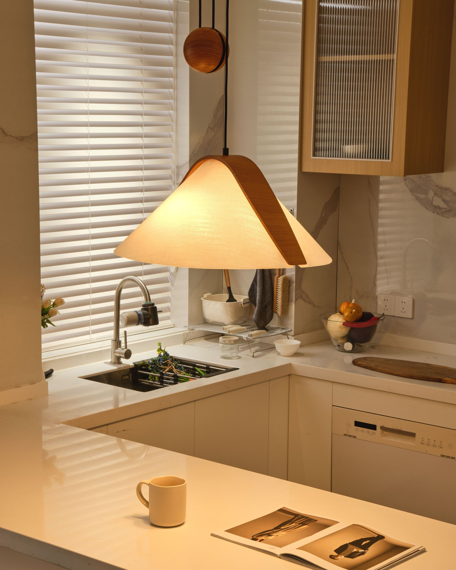 Adjustable Linen Pendant Light