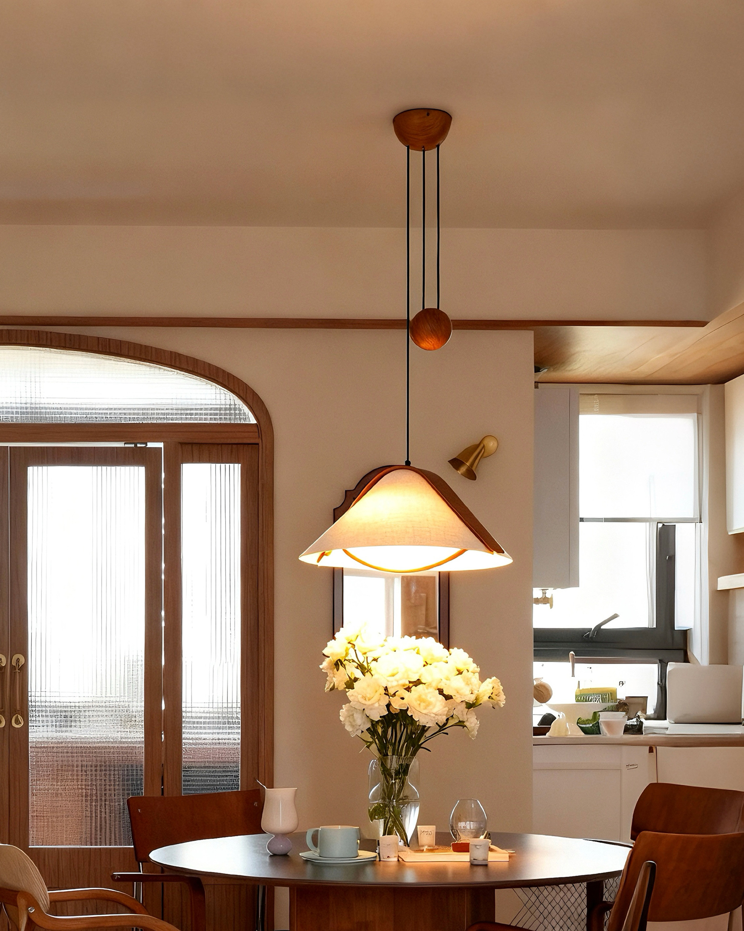 Adjustable Linen Pendant Light