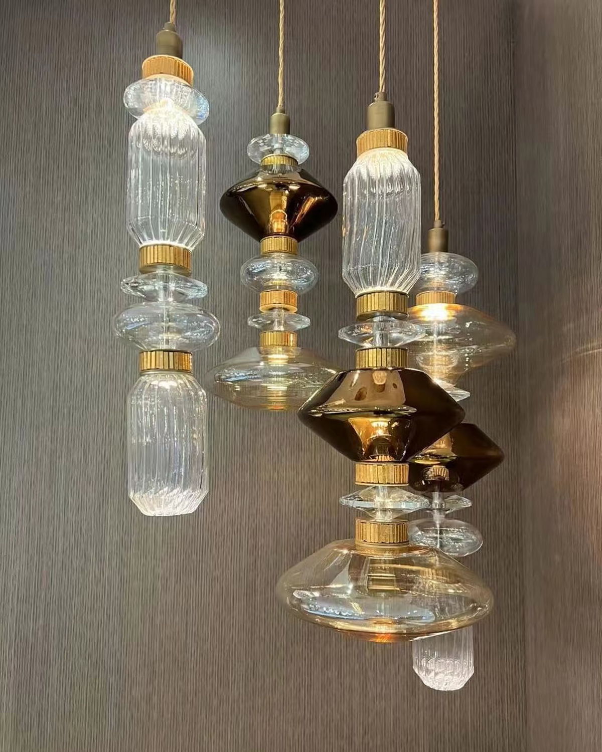 Amber Rhythm Glass Pendant Light