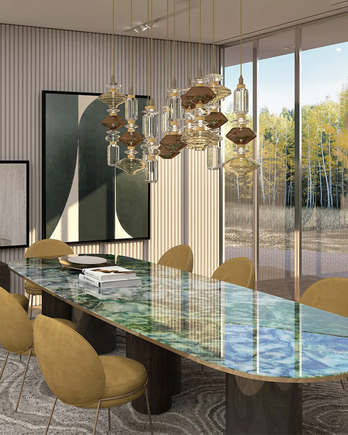 Amber Rhythm Glass Pendant Light