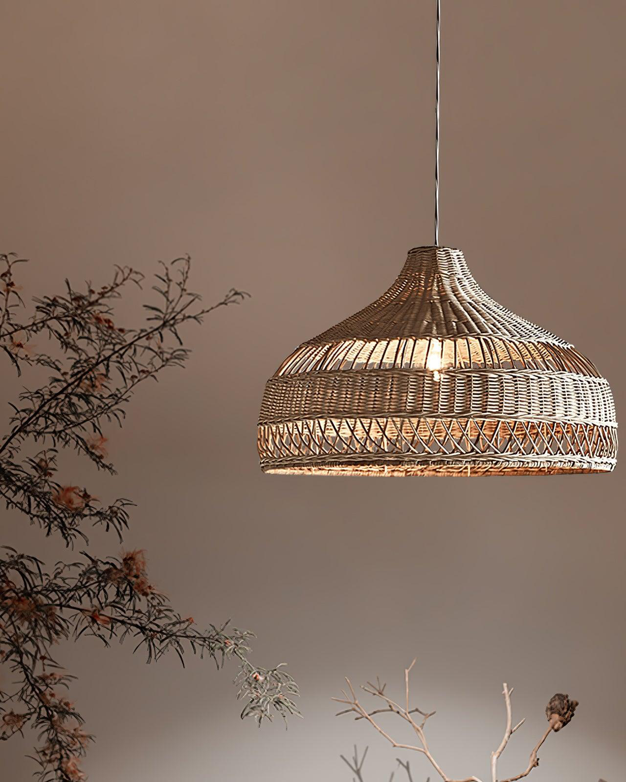 Artisanal Rattan Dome Pendant Lamp
