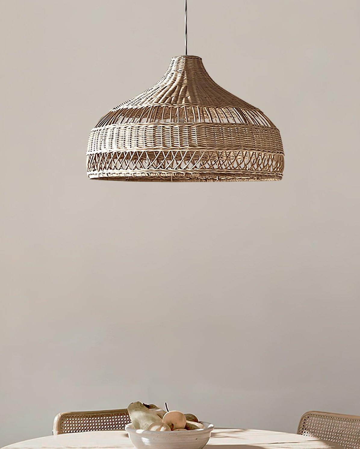 Artisanal Rattan Dome Pendant Lamp