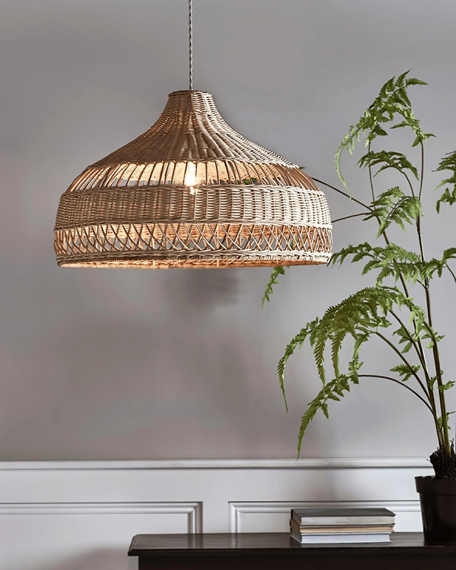 Artisanal Rattan Dome Pendant Lamp