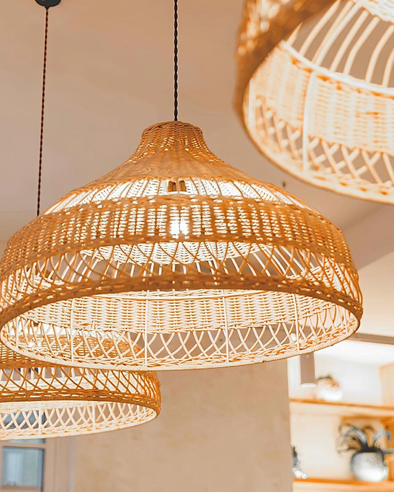 Artisanal Rattan Dome Pendant Lamp