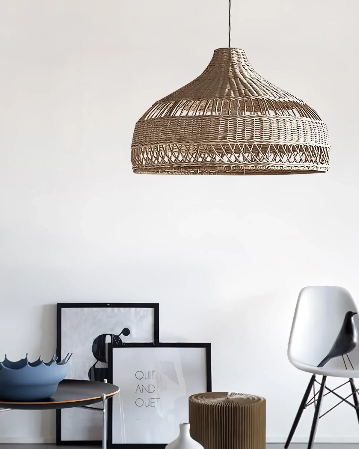 Artisanal Rattan Dome Pendant Lamp