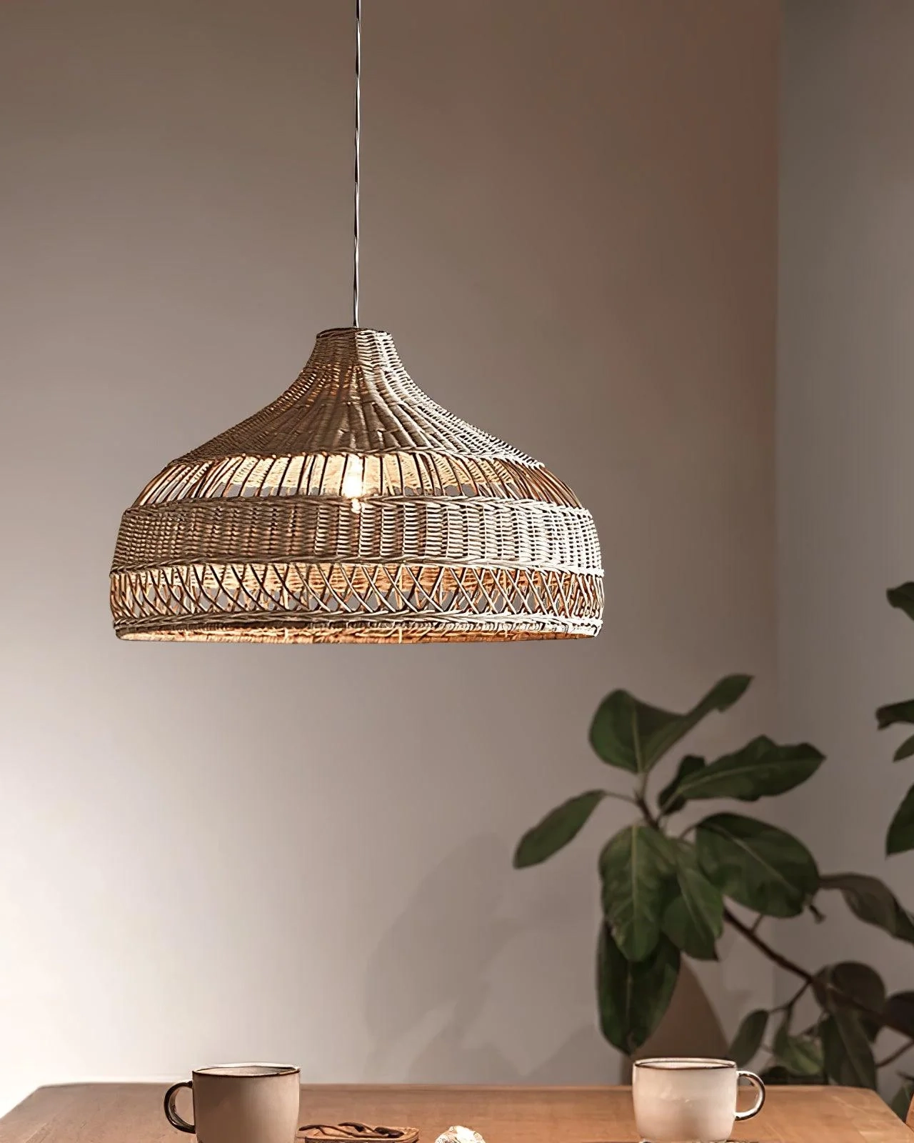 Artisanal Rattan Dome Pendant Lamp