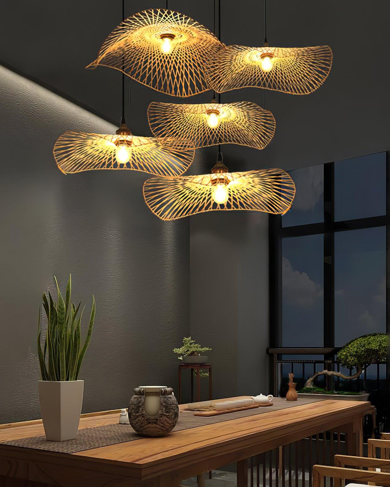 Bamboo Frame Pendant Lamp