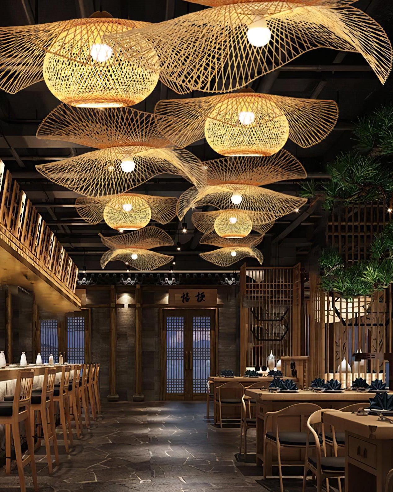 Bamboo Frame Pendant Lamp