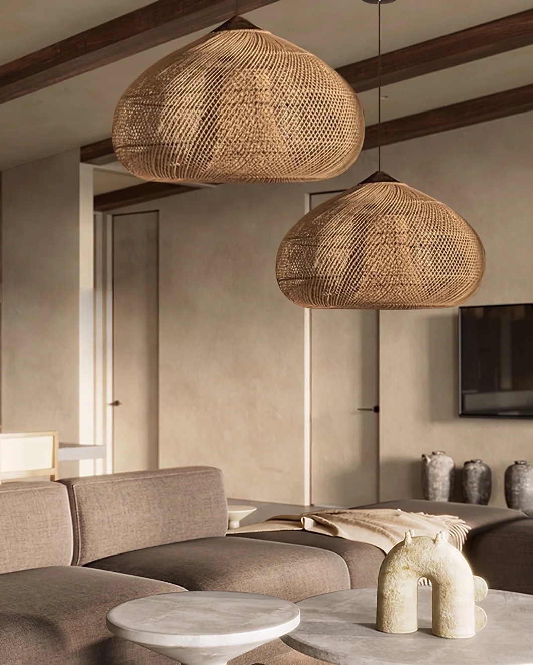Braided Rattan Pendant Lamp
