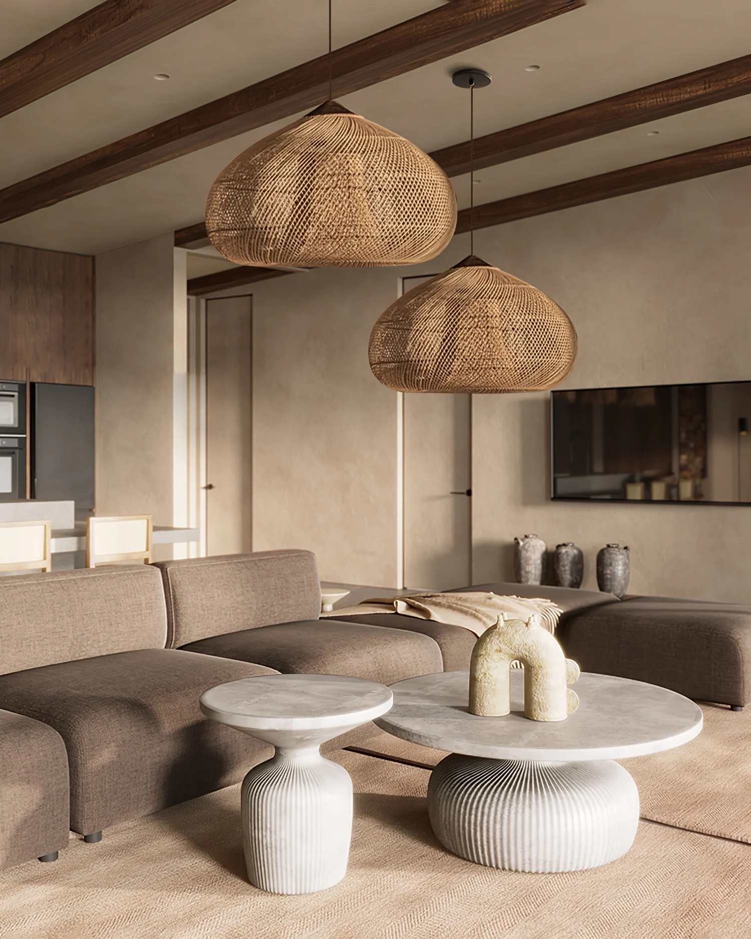 Braided Rattan Pendant Lamp