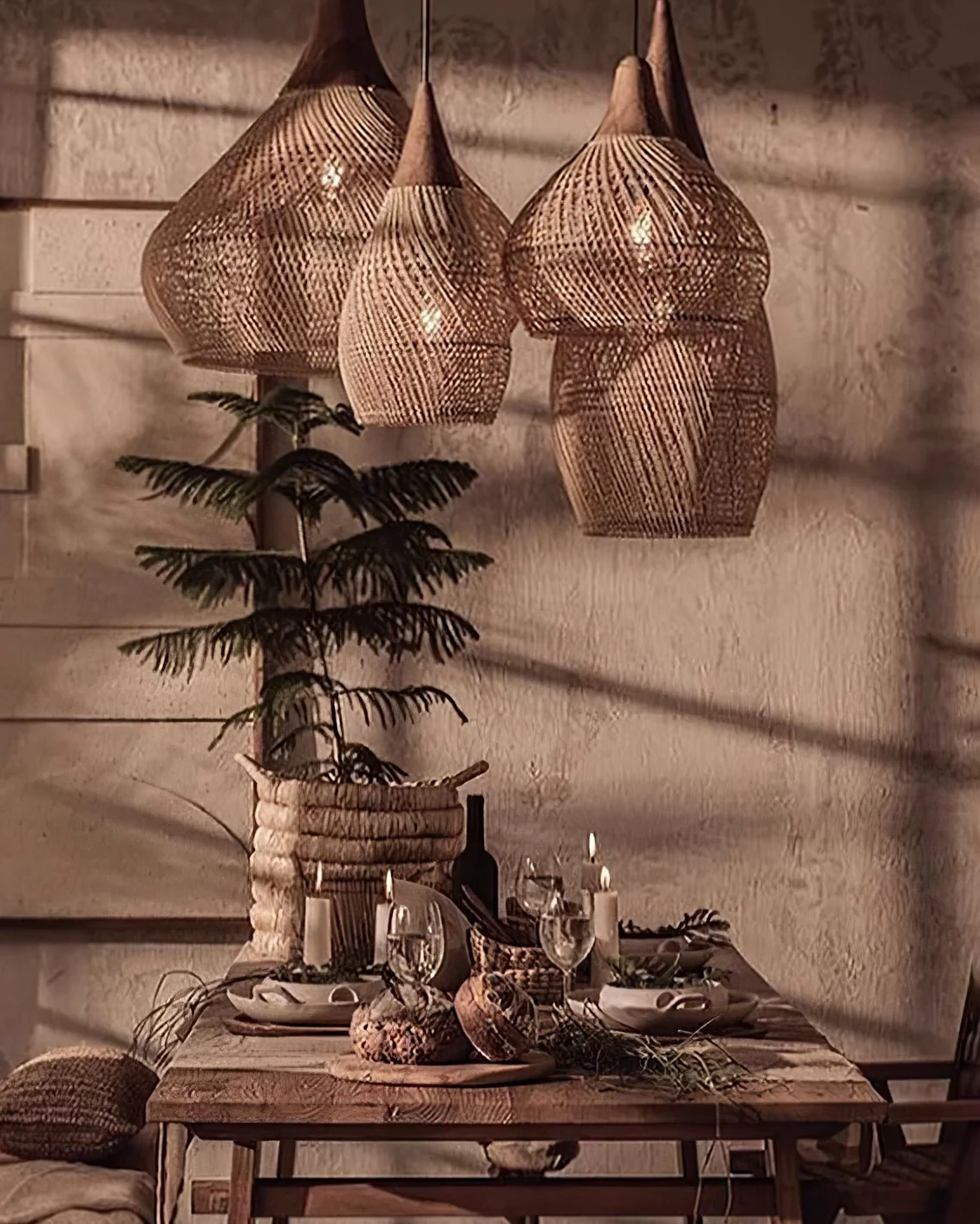 Braided Rattan Pendant Lamp