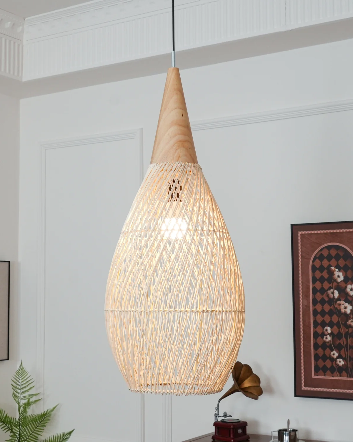 Braided Rattan Pendant Lamp
