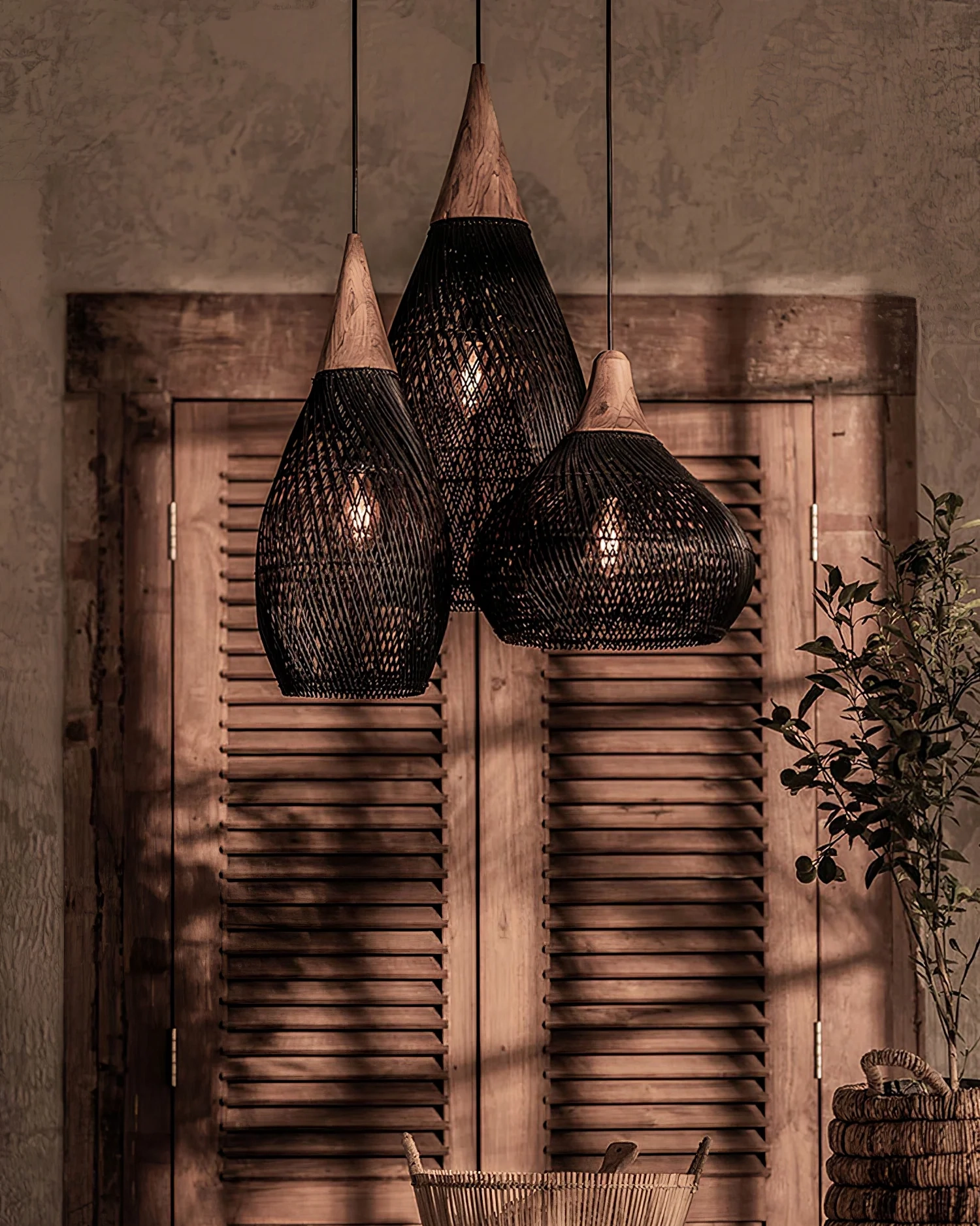 Braided Rattan Pendant Lamp
