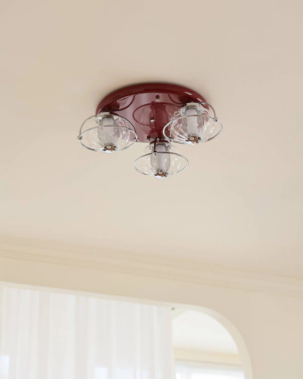 Carmine Glass Flush Mount Ceiling Lamp