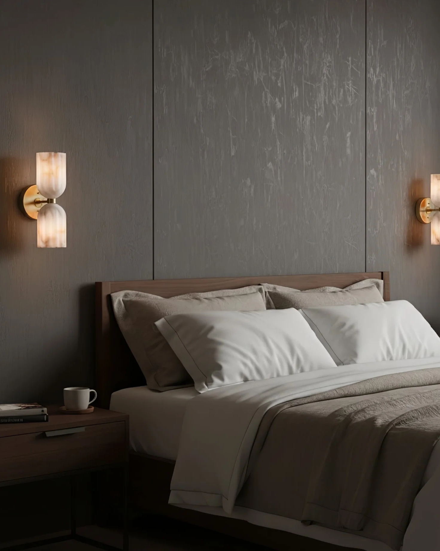 Dual Alabaster Ribbed Wall Sconce