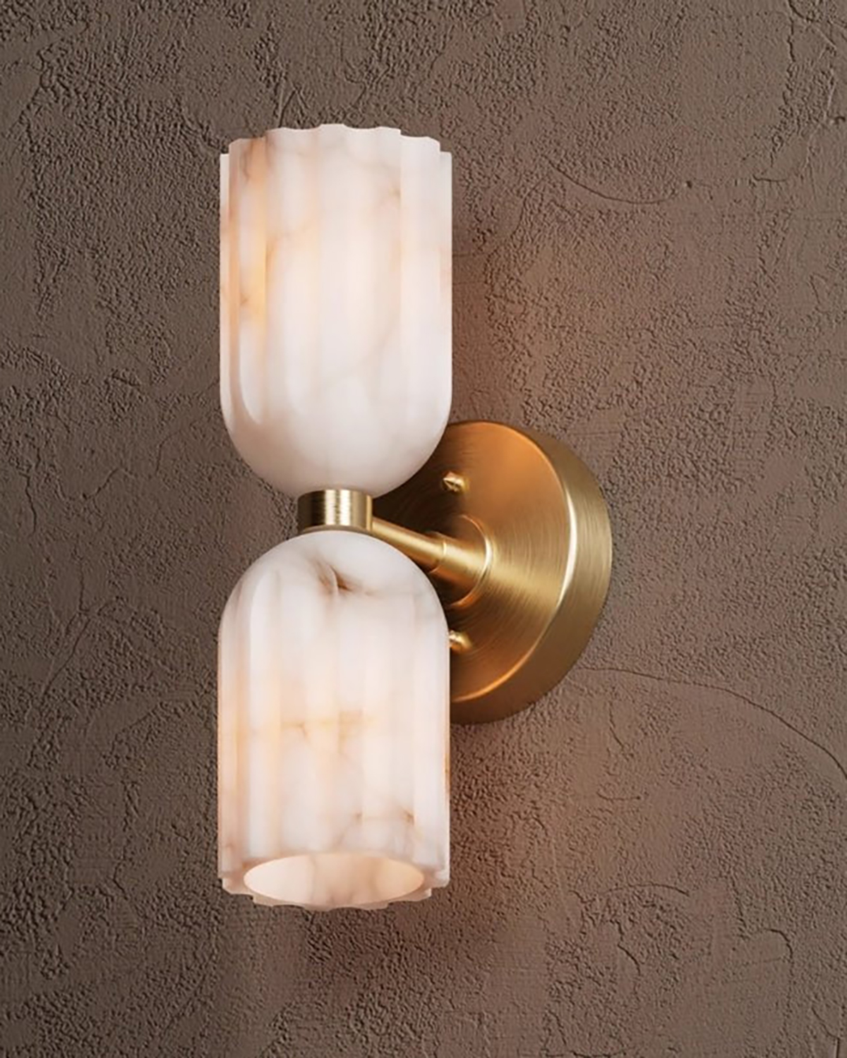Dual Alabaster Ribbed Wall Sconce
