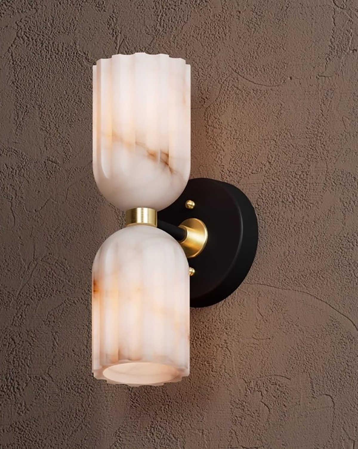 Dual Alabaster Ribbed Wall Sconce