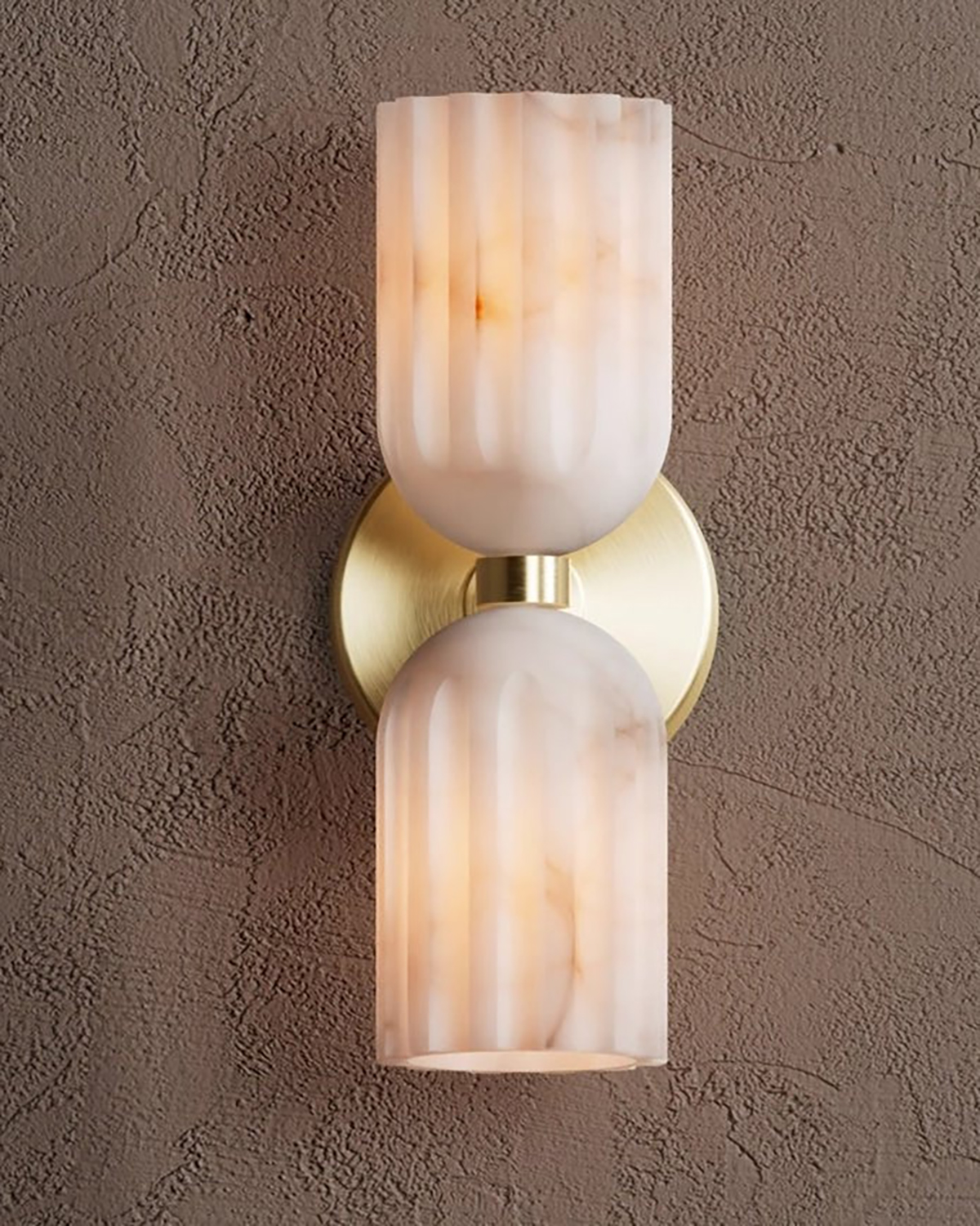 Dual Alabaster Ribbed Wall Sconce