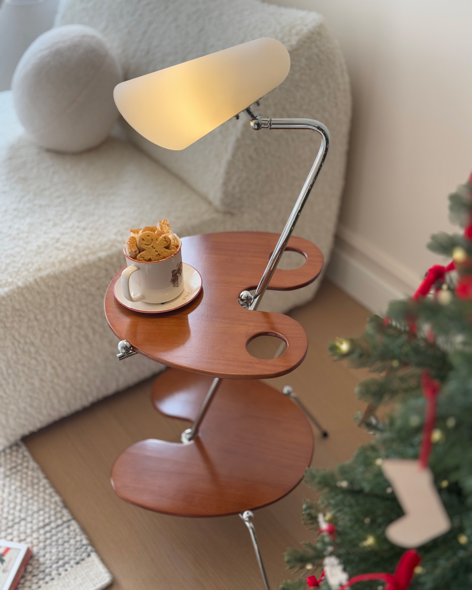 Eloi Vintage Side Table Floor Lamp - White Edition