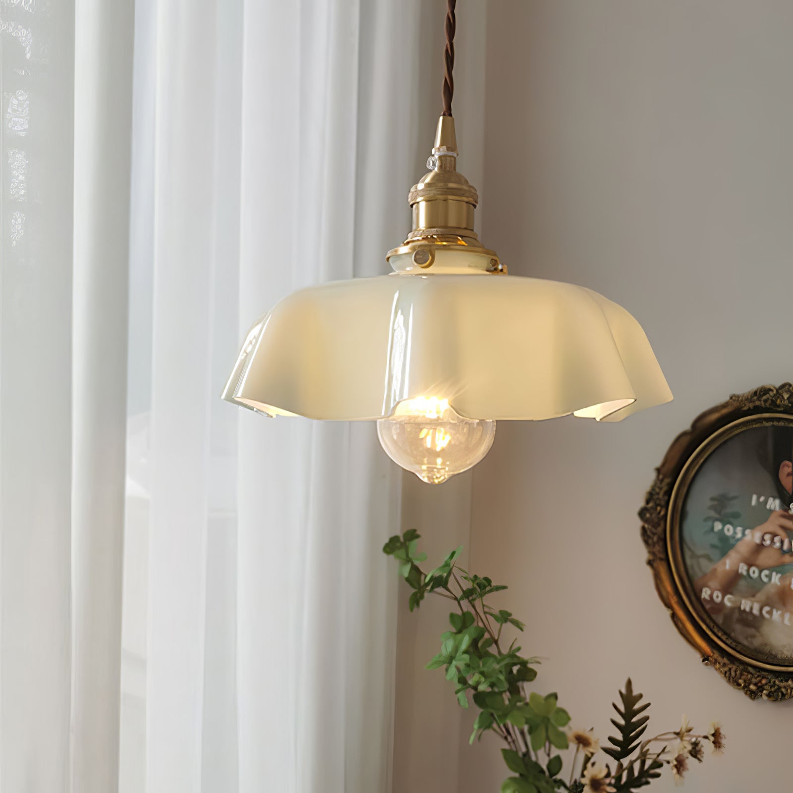French Flower Pendant Swag Light-elegalight