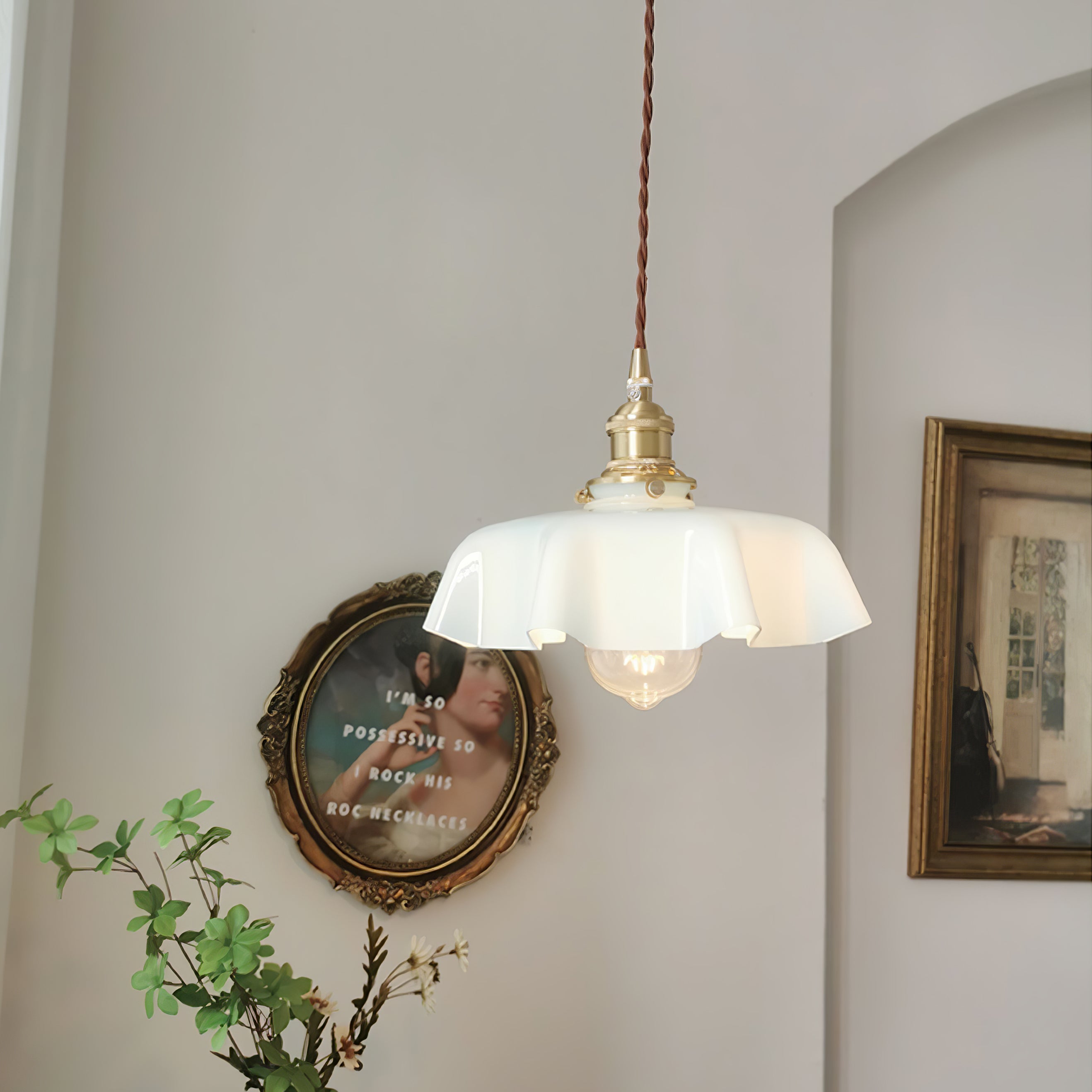 French Flower Pendant Swag Light-elegalight
