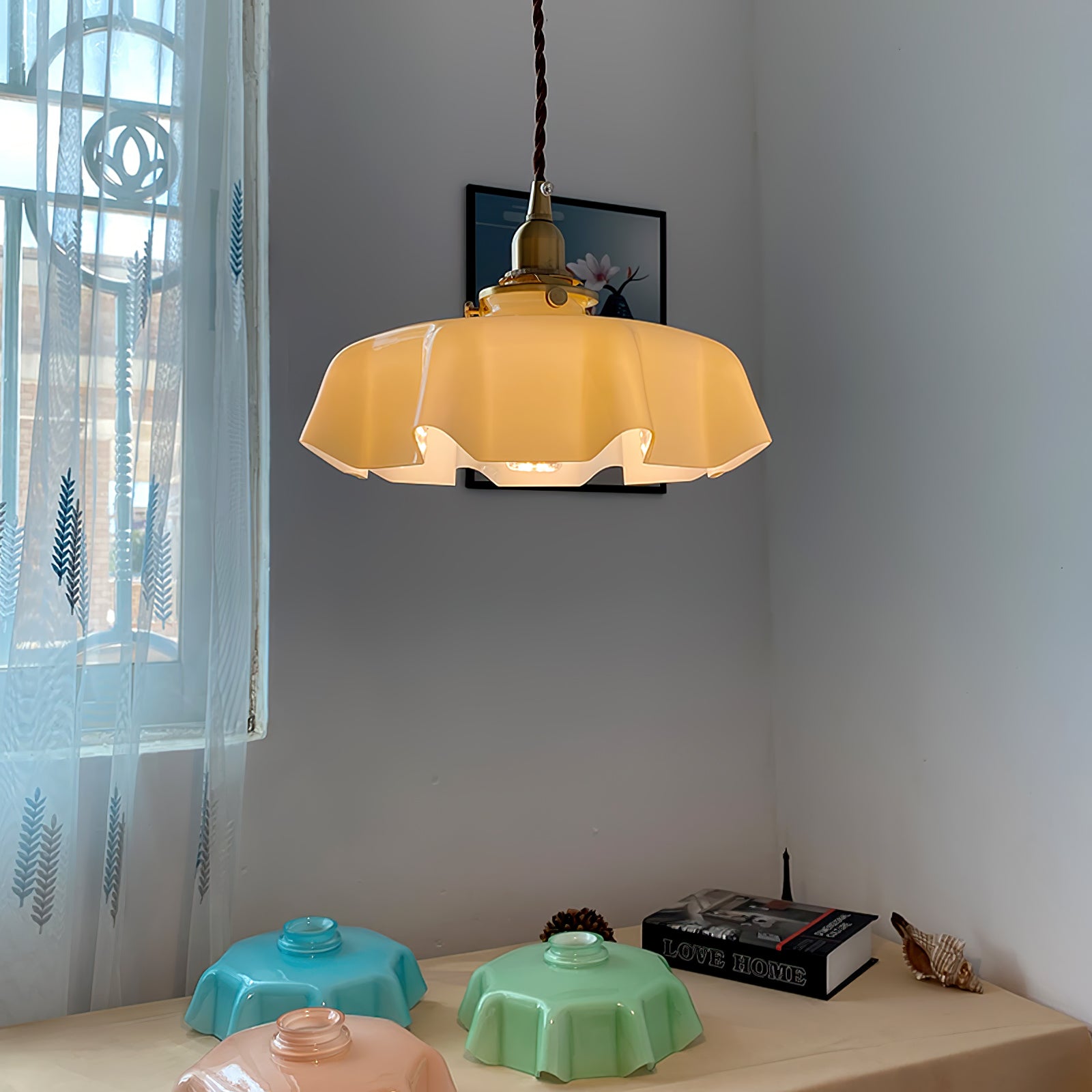 French Flower Pendant Swag Light-elegalight