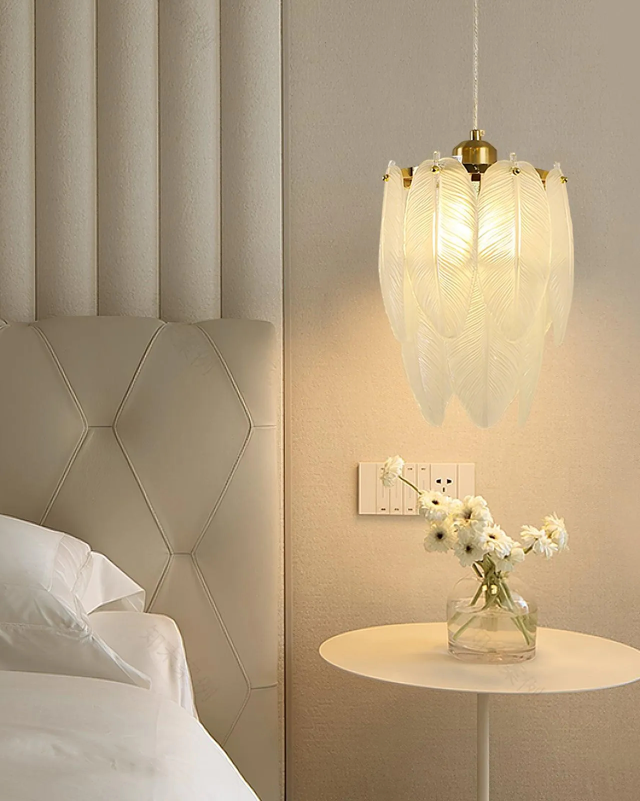 Glass Feather Pendant Light