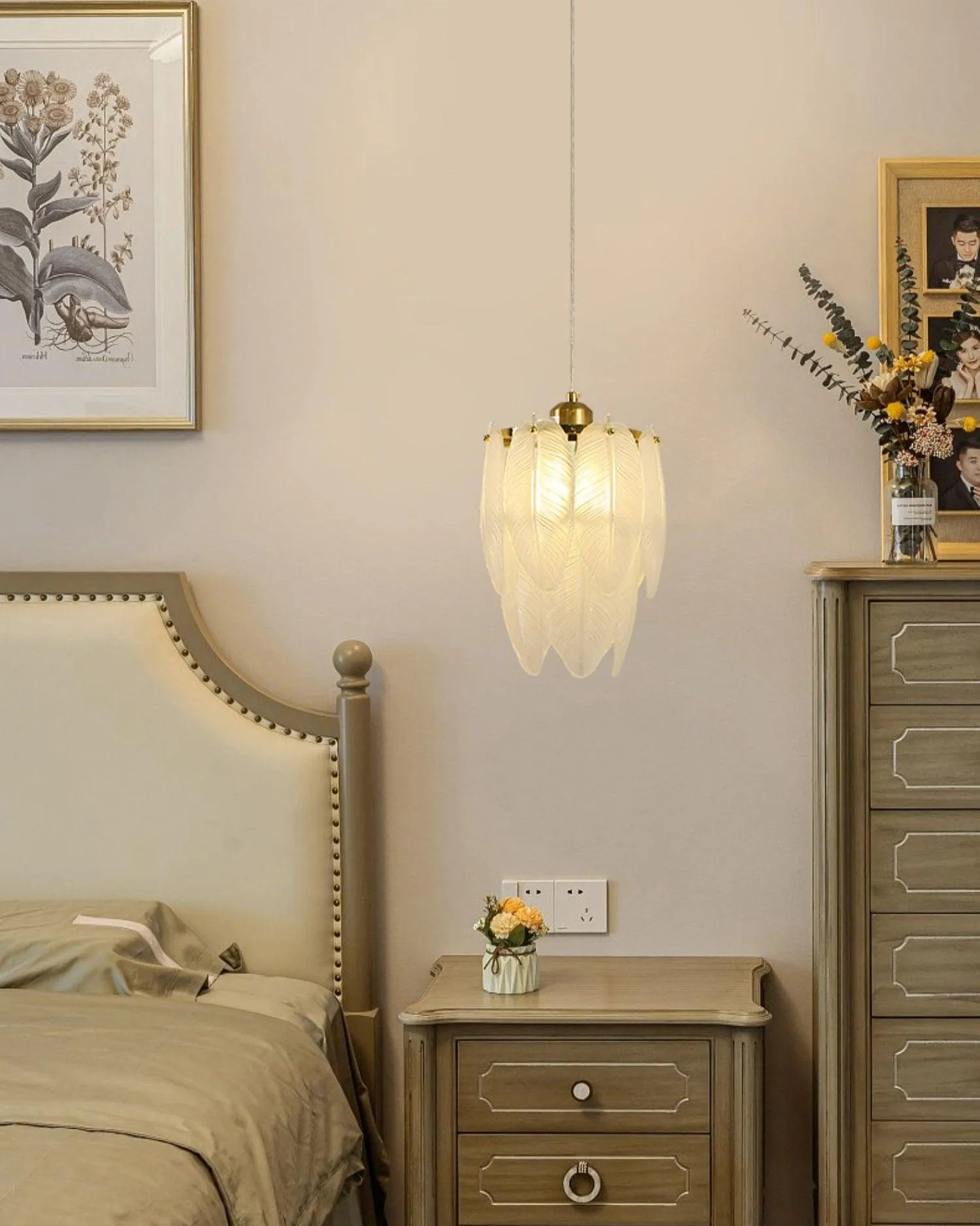 Glass Feather Pendant Light