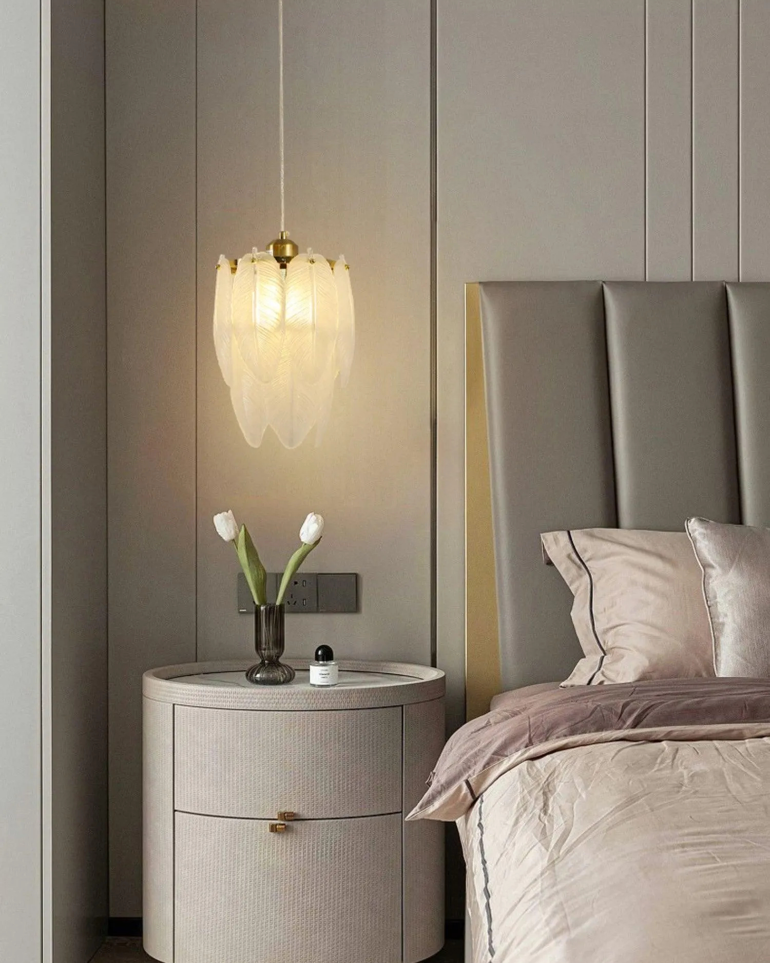 Glass Feather Pendant Light