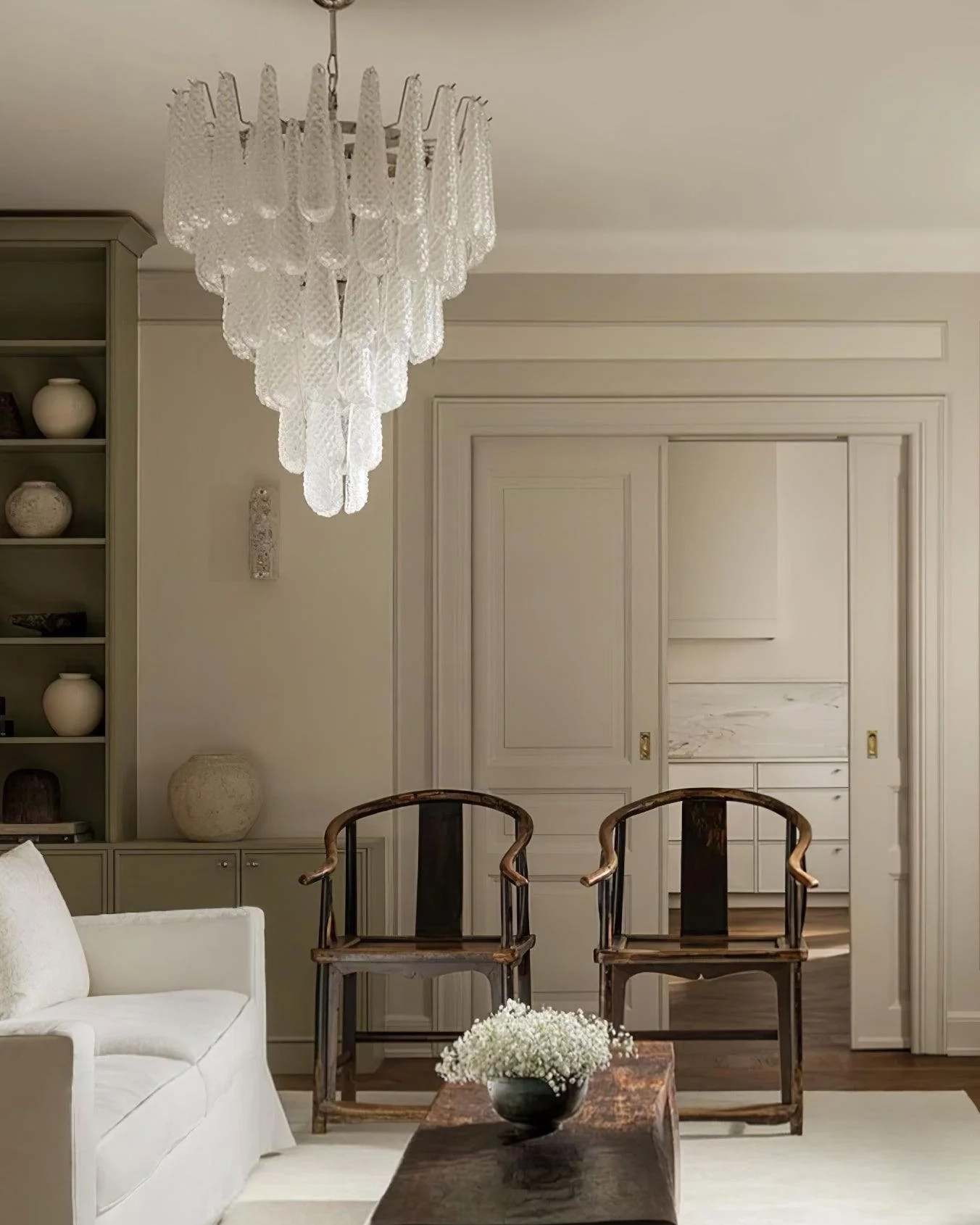 Grid Glass Waterfall Chandelier