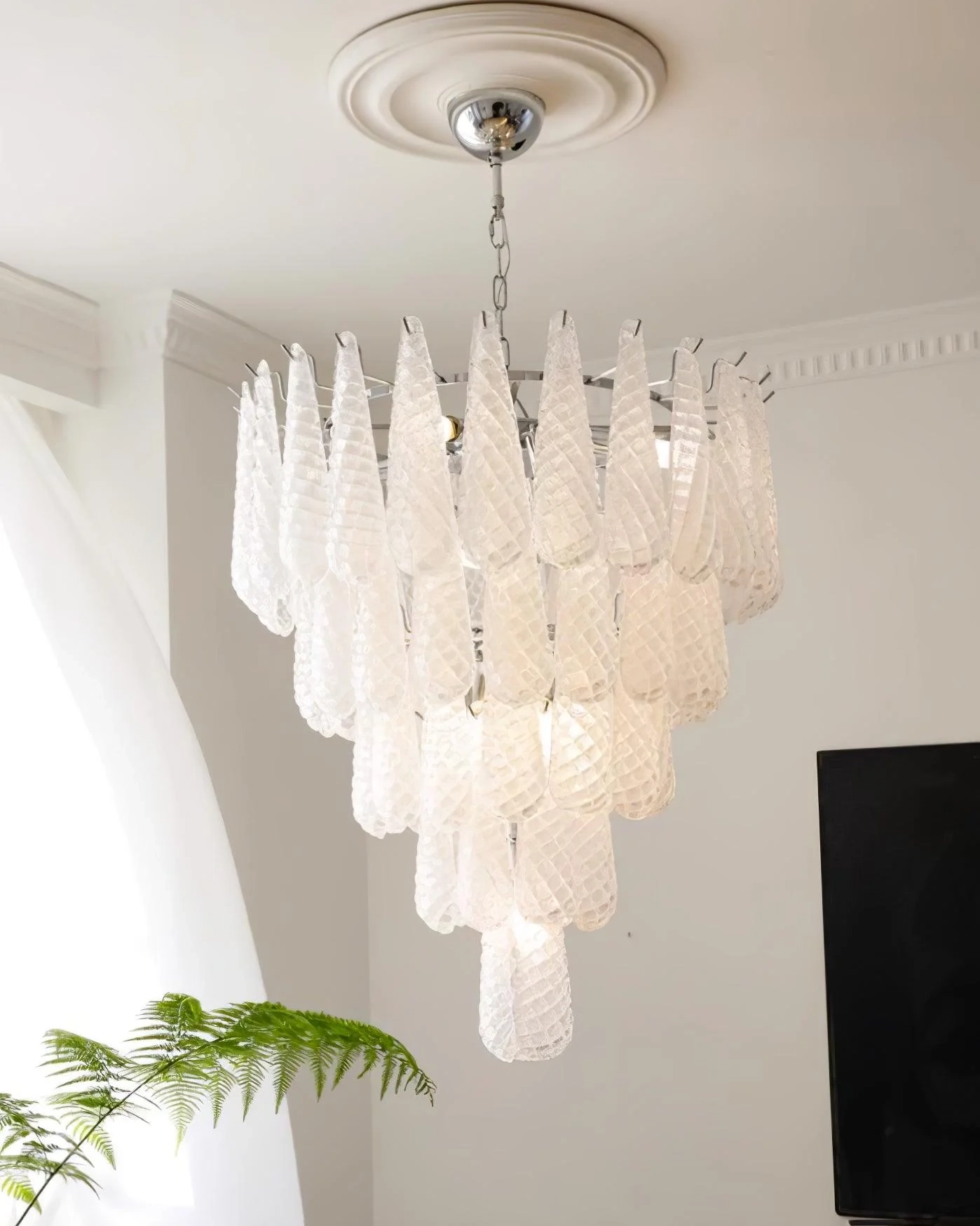Grid Glass Waterfall Chandelier