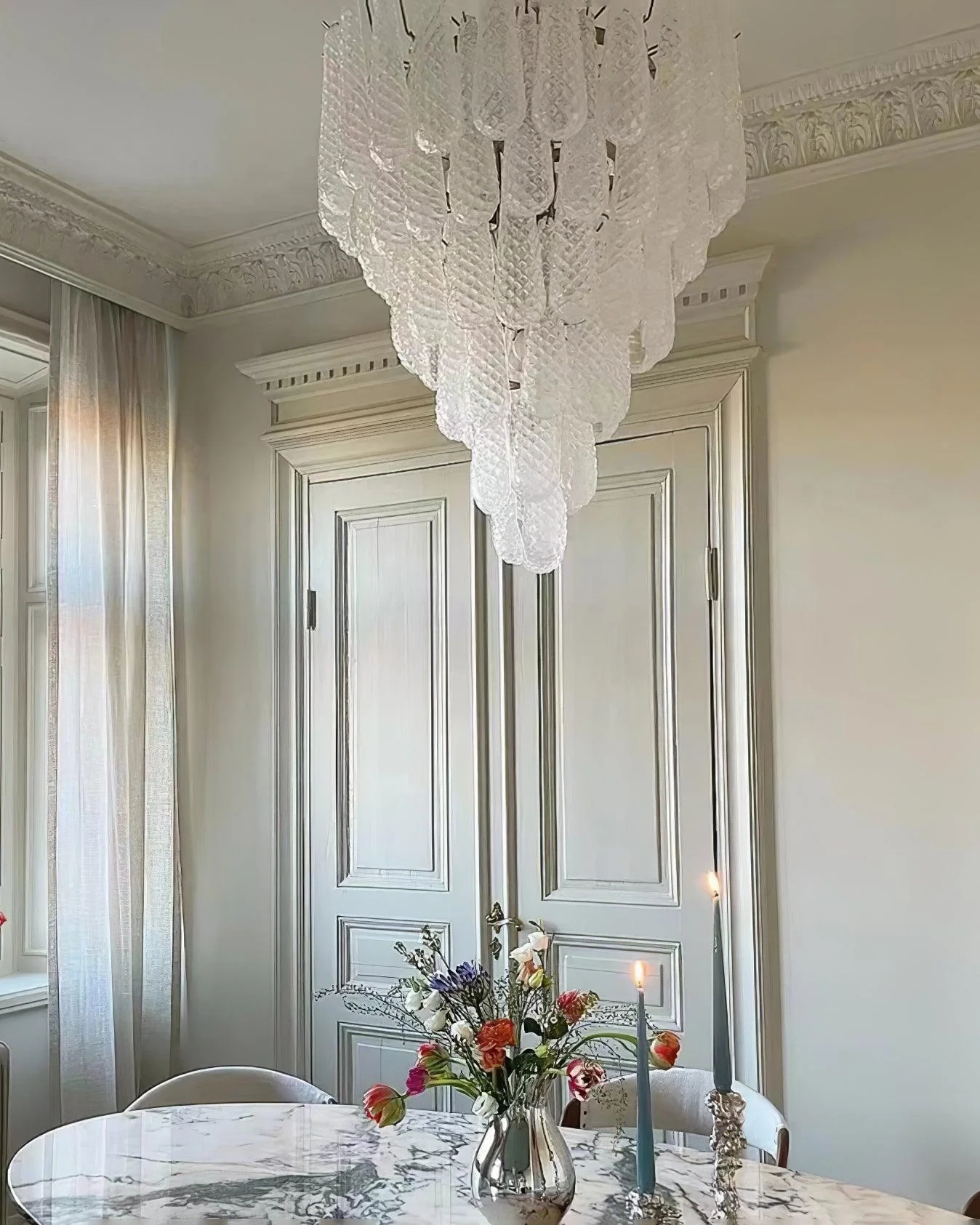 Grid Glass Waterfall Chandelier