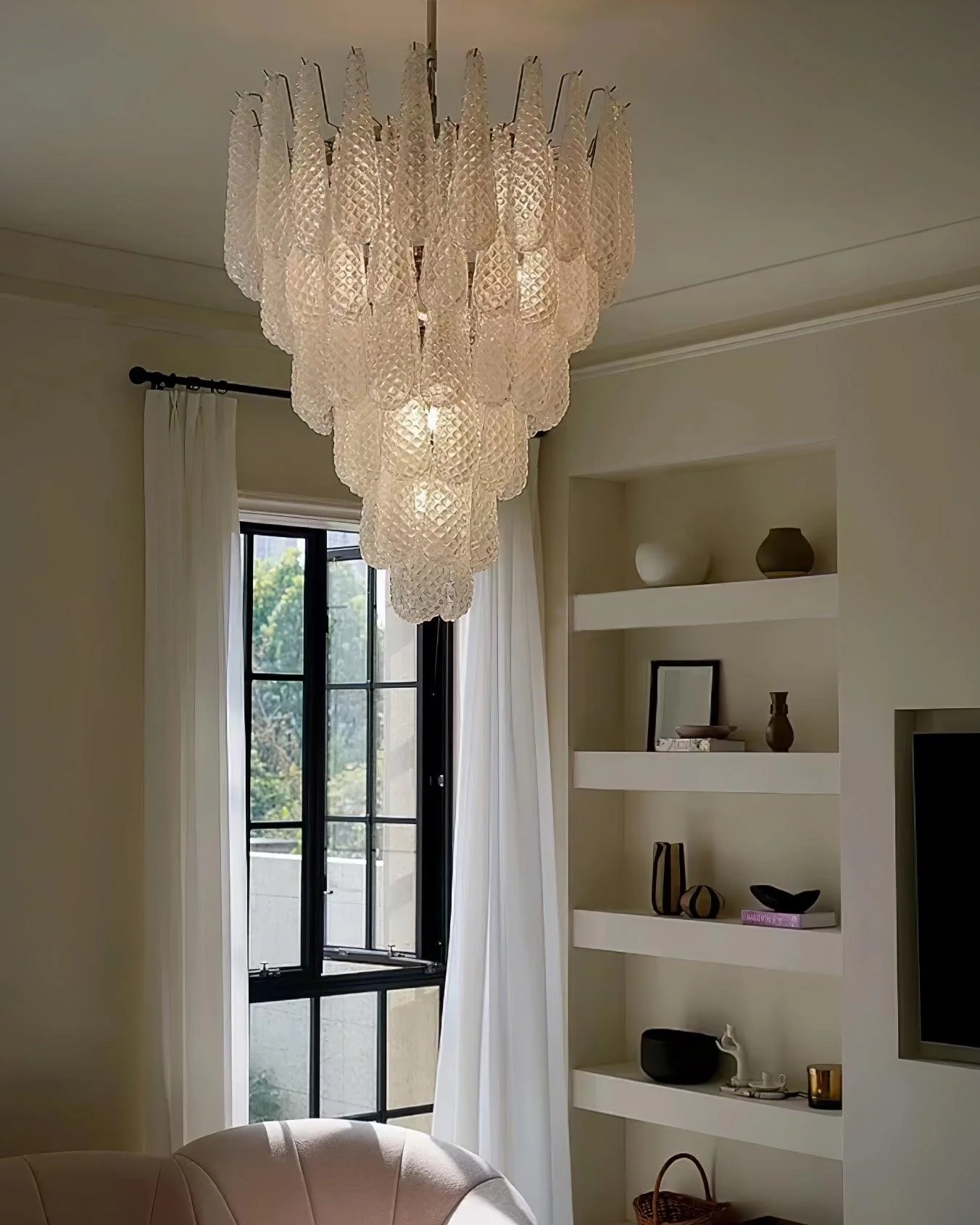 Grid Glass Waterfall Chandelier