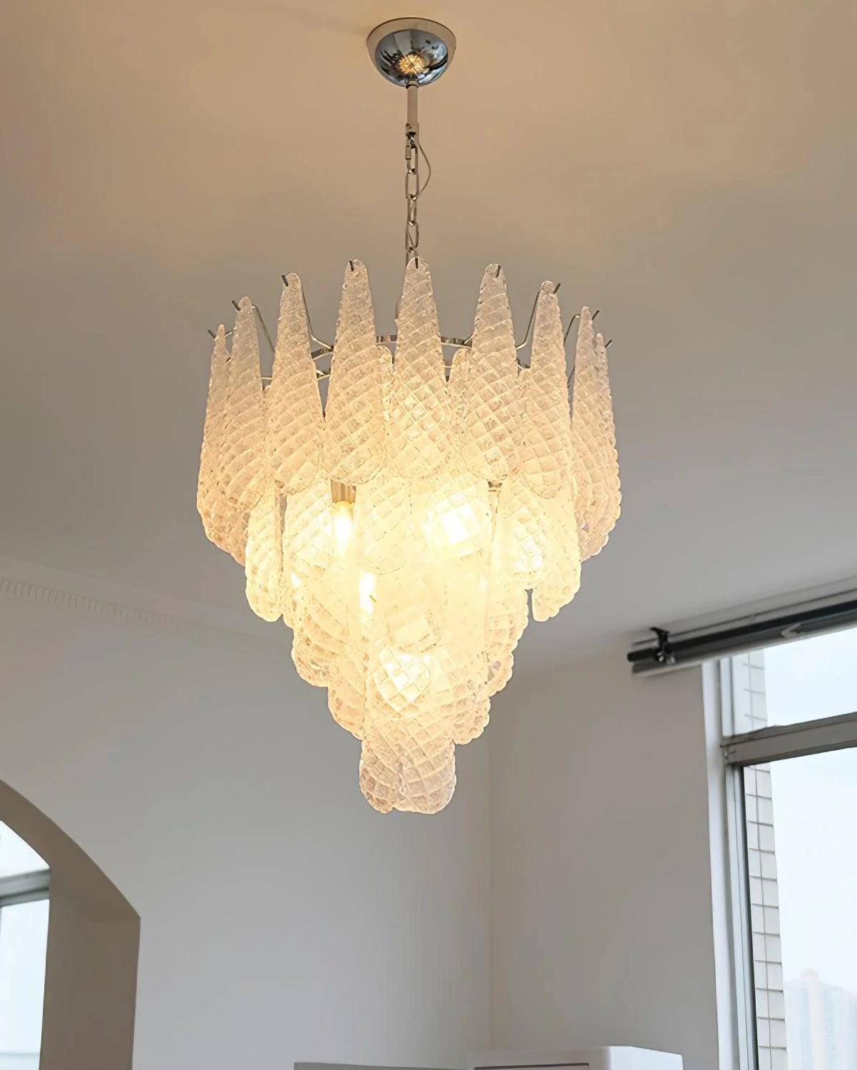 Grid Glass Waterfall Chandelier