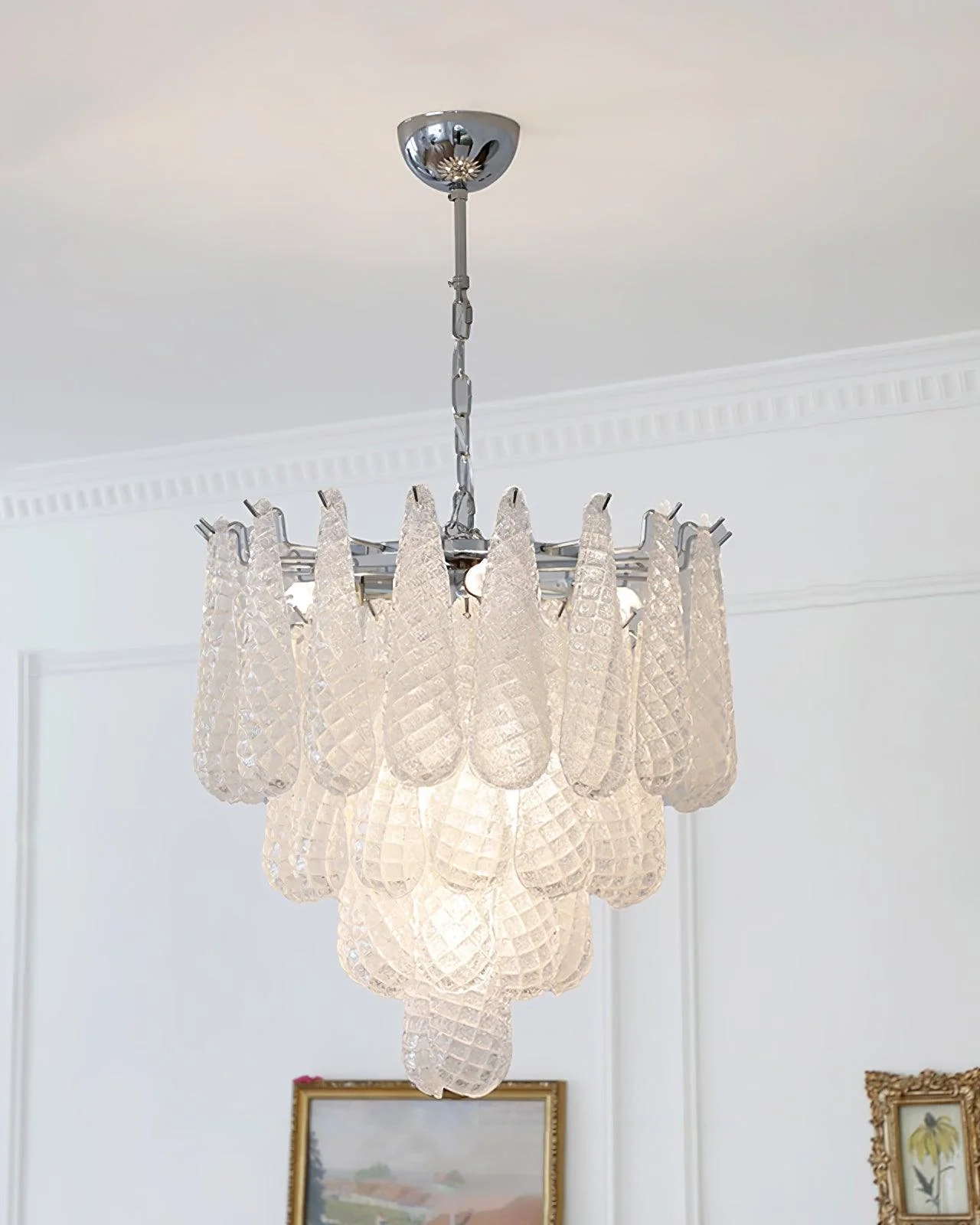 Grid Glass Waterfall Chandelier