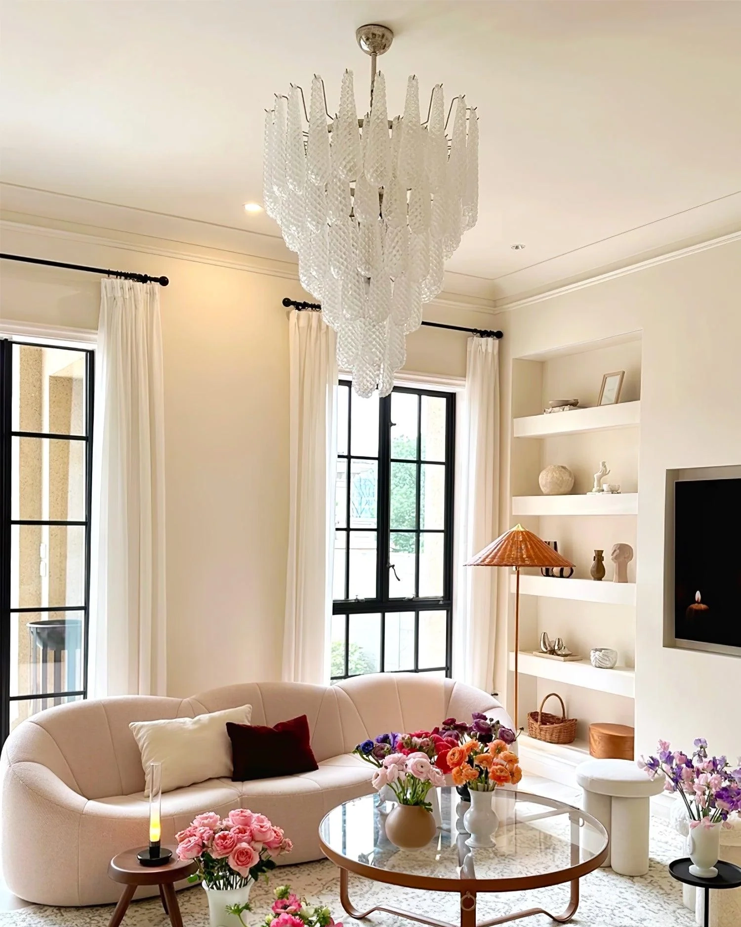 Grid Glass Waterfall Chandelier