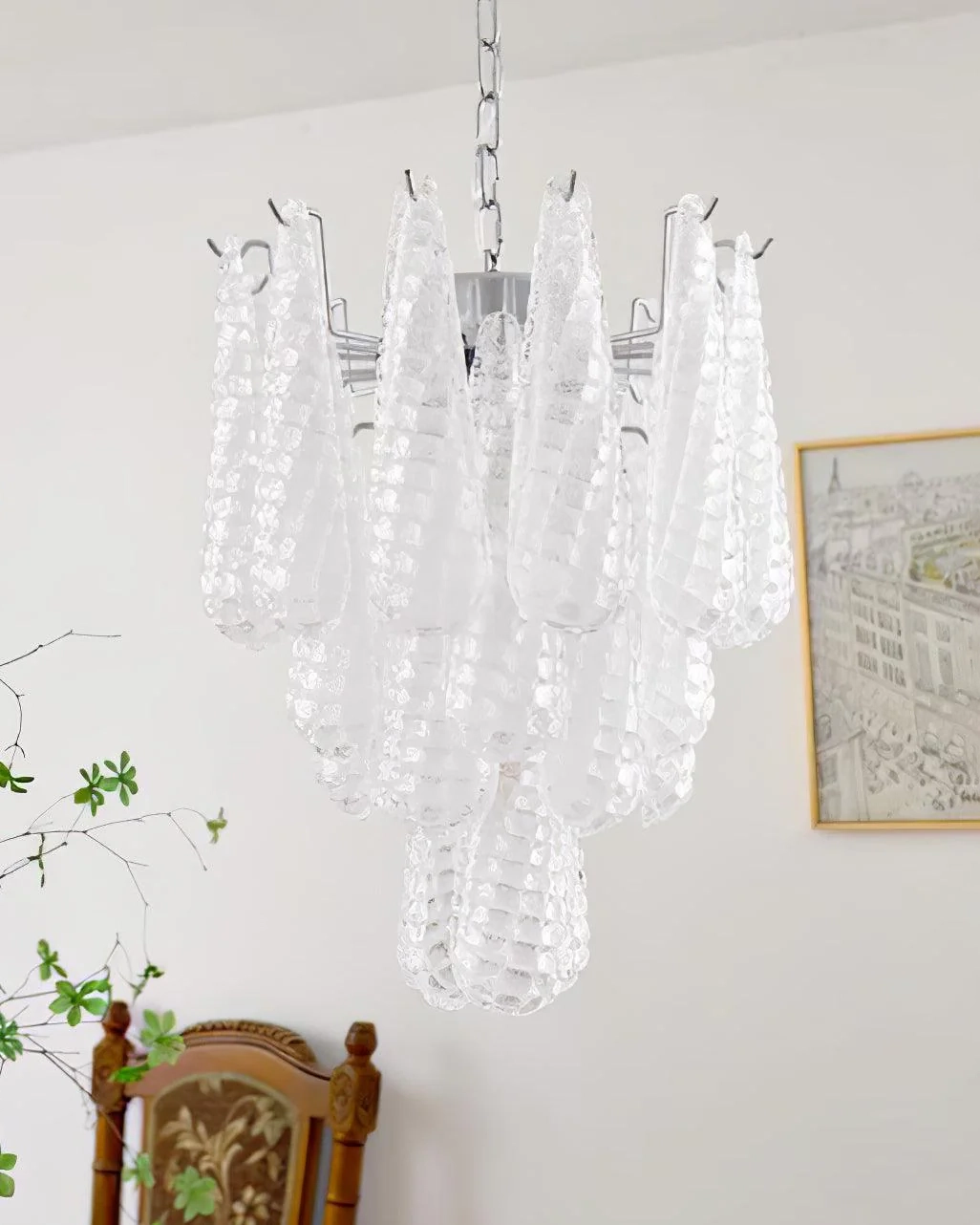 Grid Glass Waterfall Chandelier