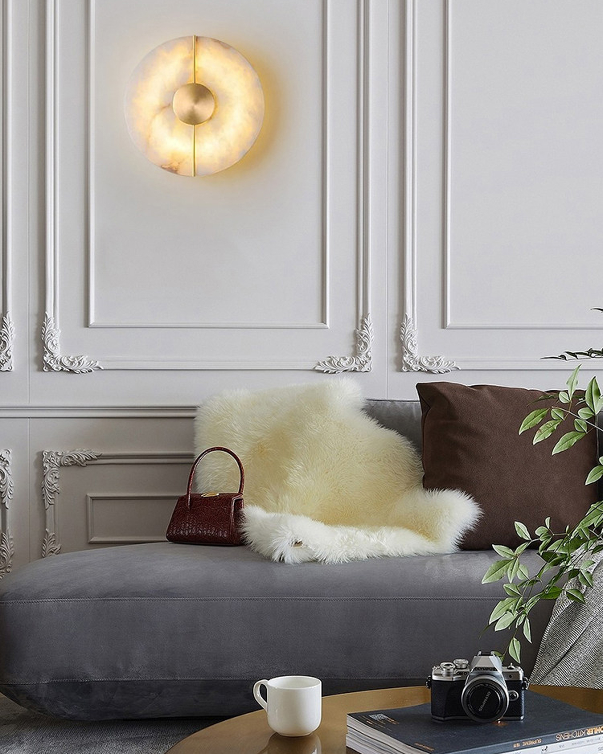 Halo Axis Alabaster Wall Light 