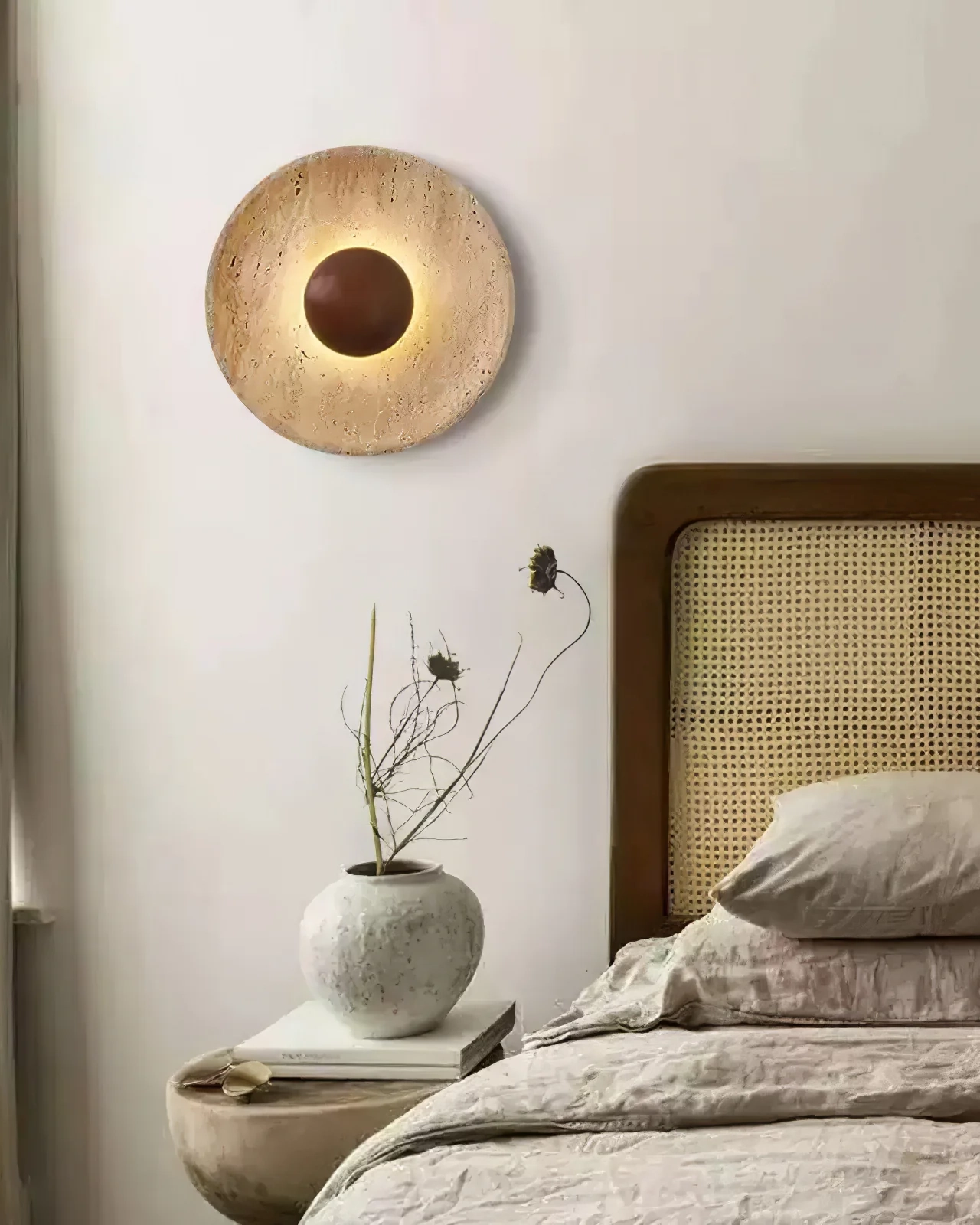 Halo Travertine Wall Light