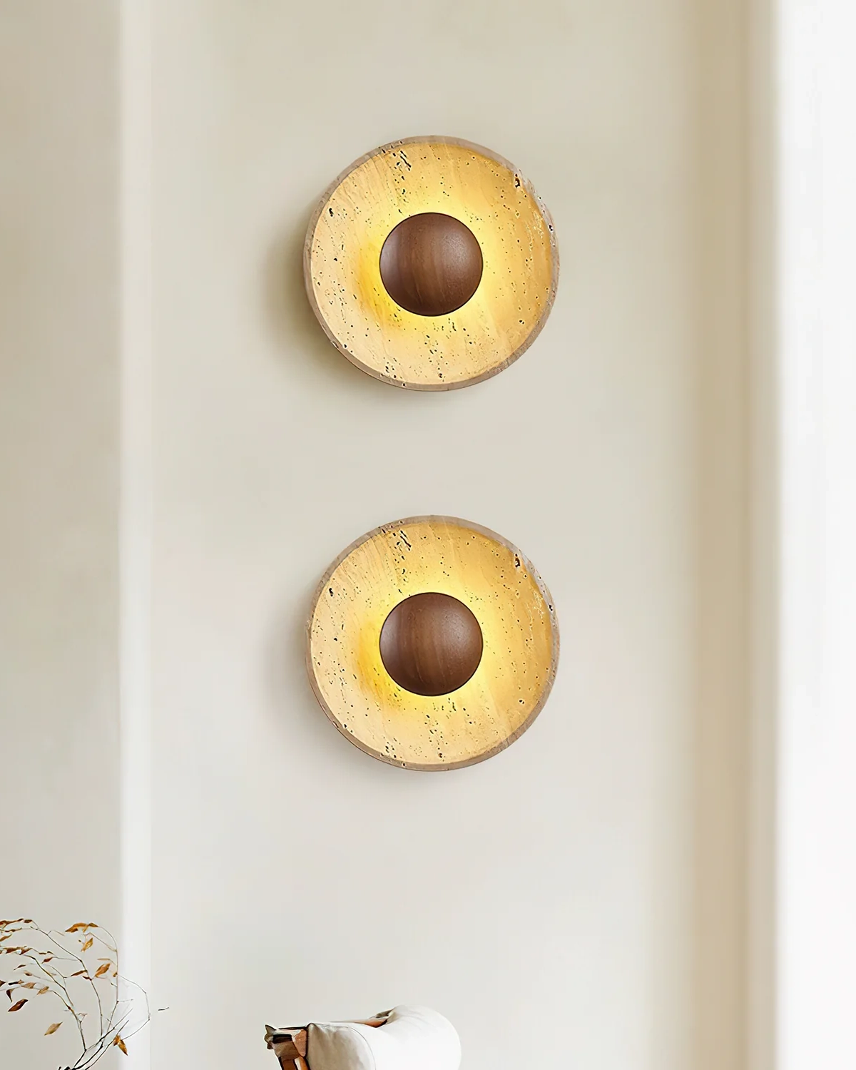 Halo Travertine Wall Light