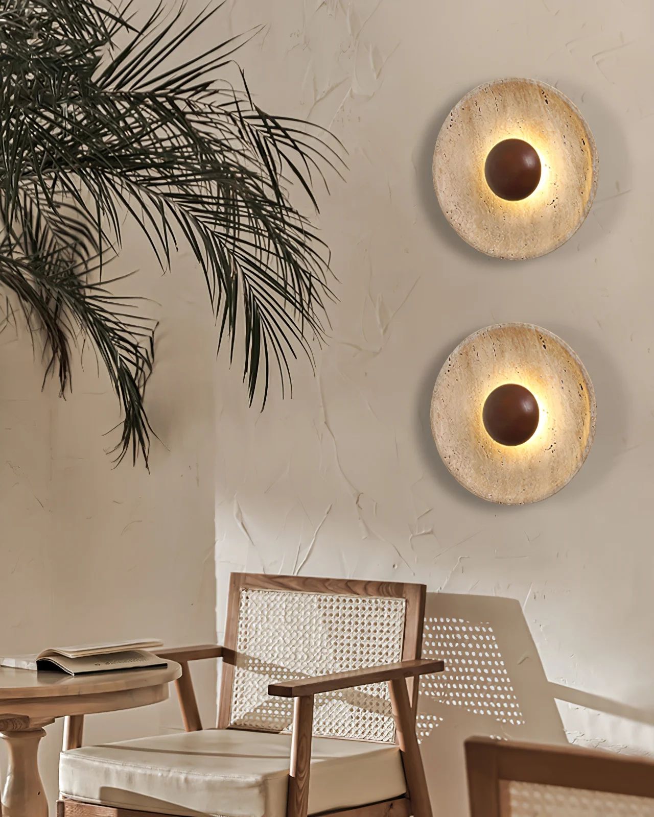 Halo Travertine Wall Light