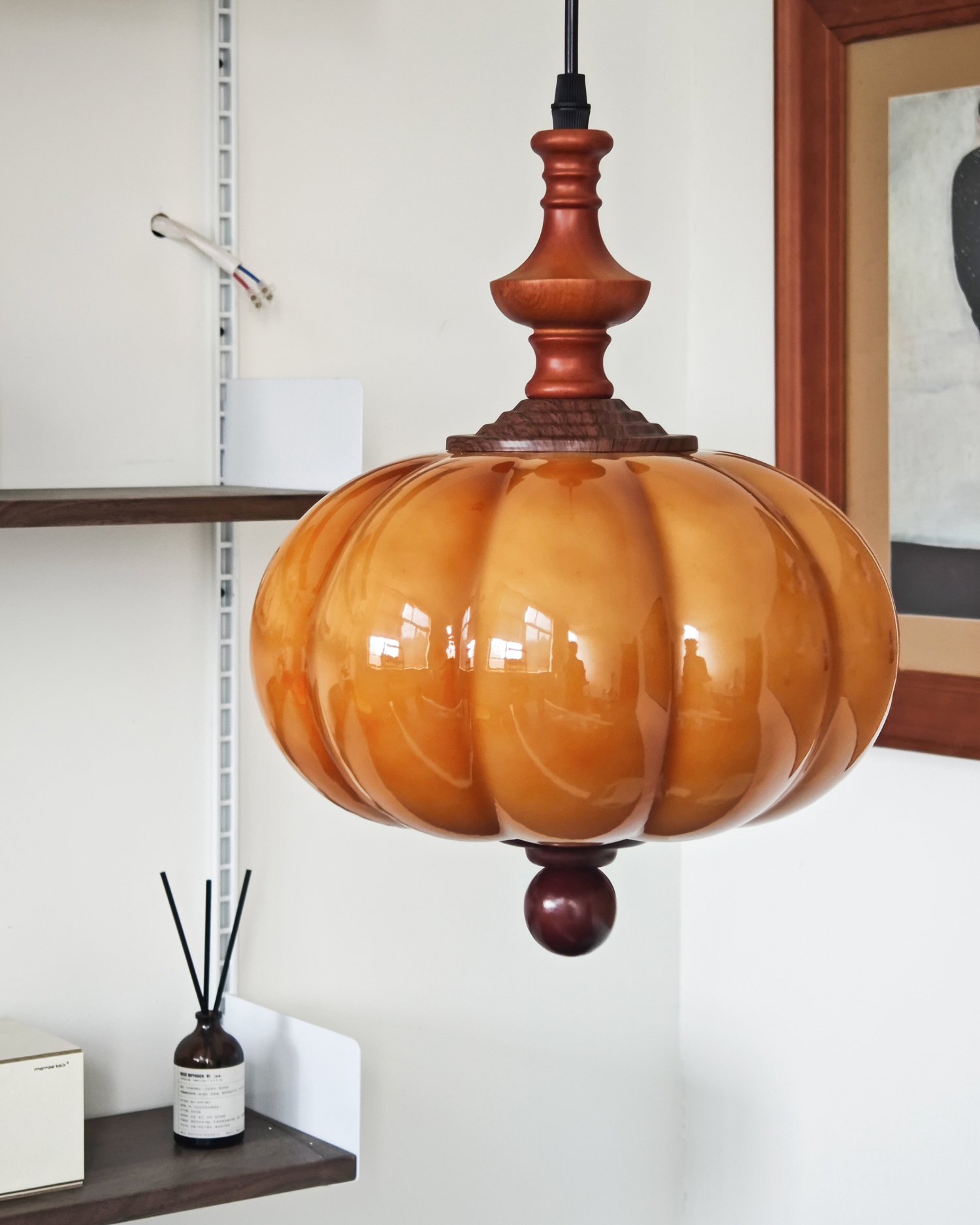 Harvest Pumpkin Glass Pendant Light