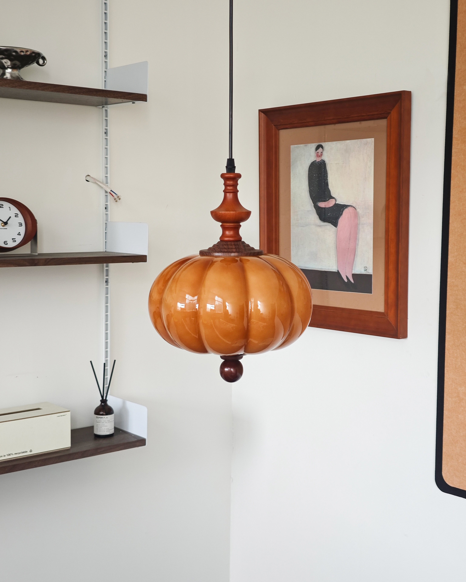 Harvest Pumpkin Glass Pendant Light